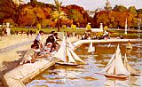 Children Sailing Their Boats in the Luxembourg Gardens, Paris by Paul Michel Dupuy